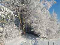 Prosinec 2022 - blízké okolí chaty - výhled na Lysou horu - Kunčice pod Ondřejníkem