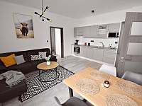 Apartmán č. 3 - obývací část s kuchyňským koutem a rozkládací sedačkou - k pronájmu Roudnice nad Labem