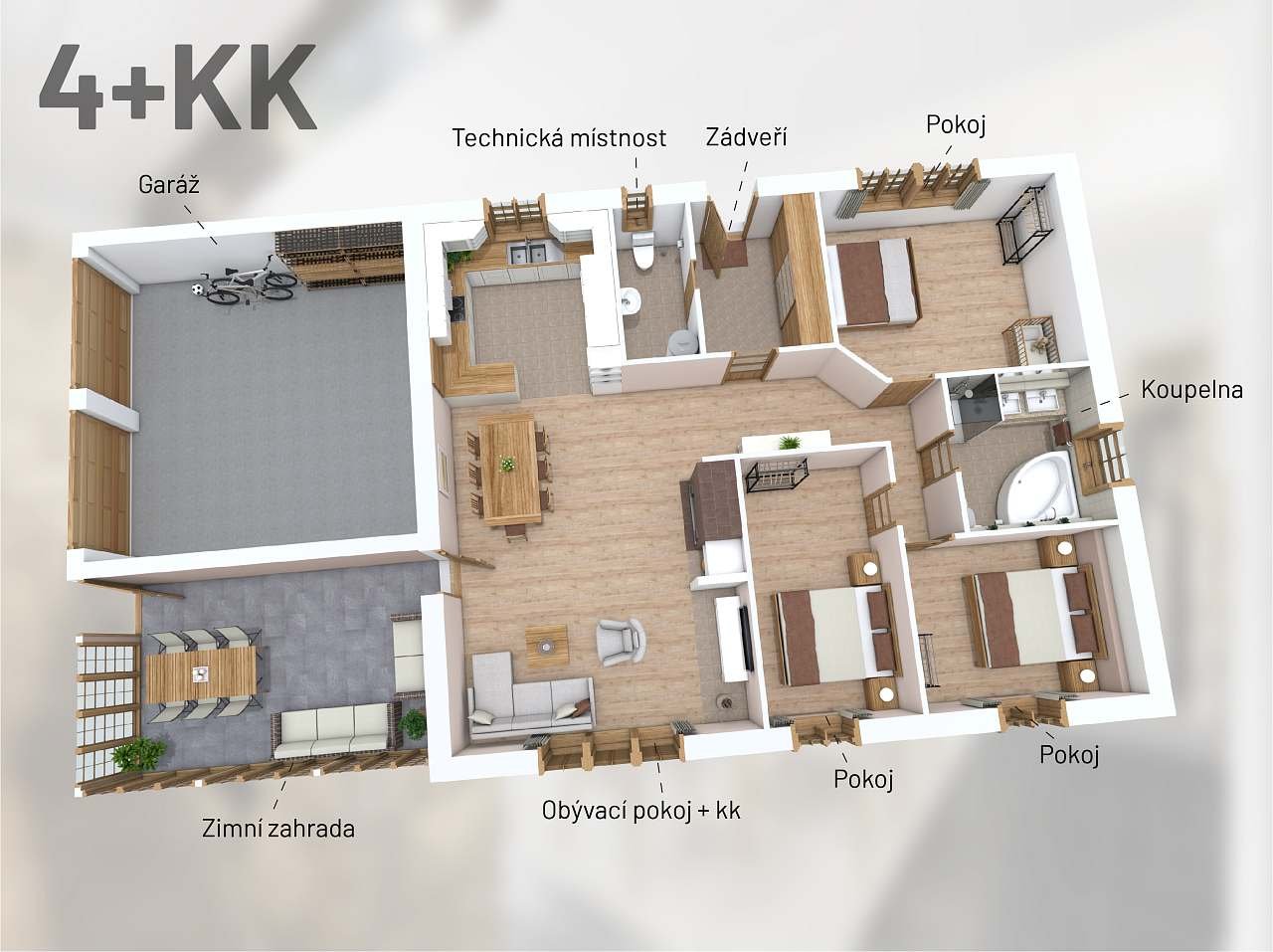 Dispoziční řešení chalupy.