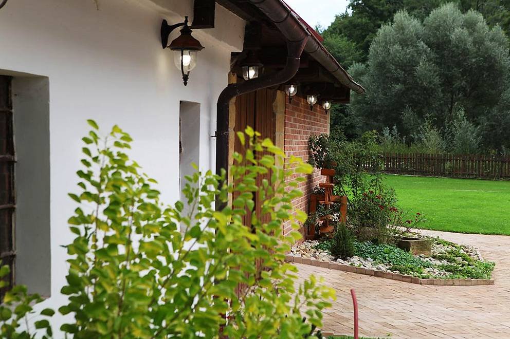 Pohled na zahradu od stodoly