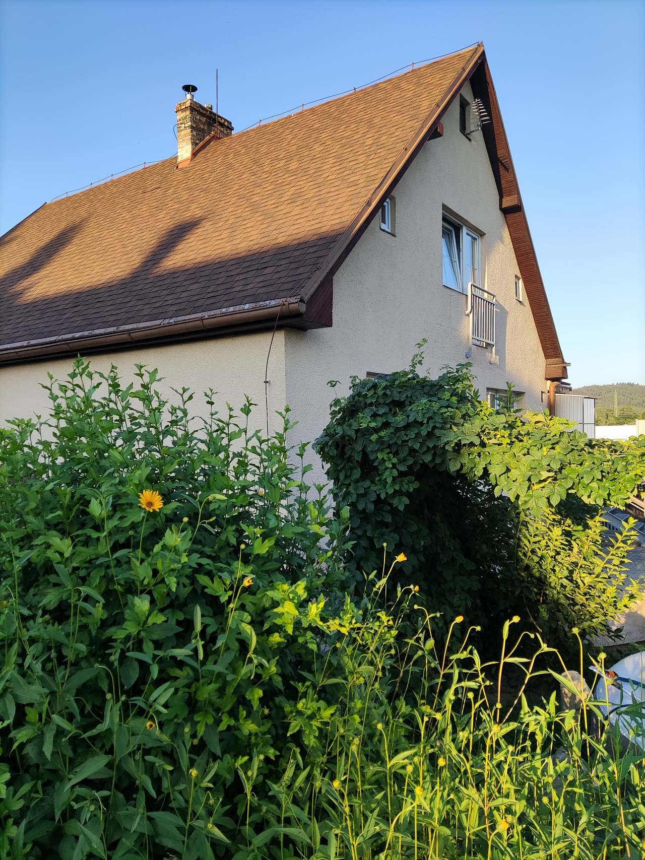 Rodinný dům, ve kterém se apartmán nachází, pohled ze zahrady