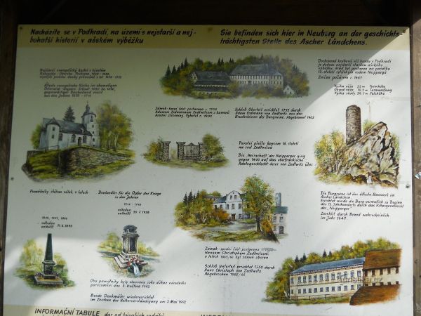 Podhradí - zřícenina hradu Neuberg, starého a nového zámku