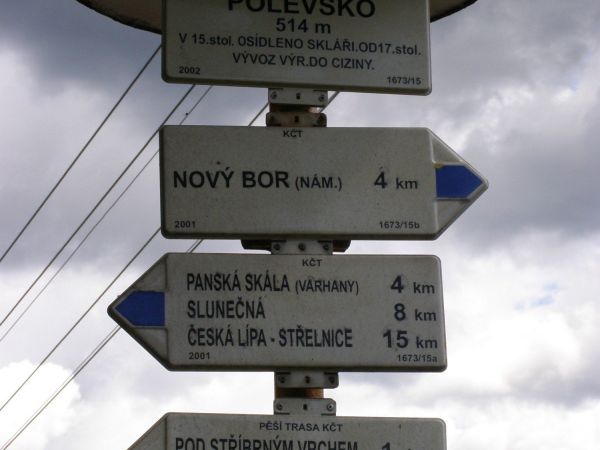 turistické rozcestí Polevsko