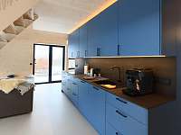 Modrá kuchyň - dřevostavba ZIMA