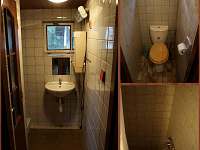 Koupelna se sprchou, toaletou a umývadlem - pronájem chaty Smržovka
