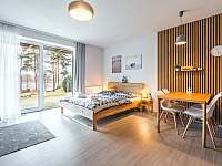 manželská postel a výhled - apartmán k pronájmu Lipno nad Vltavou