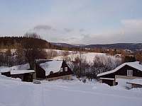 zimní pohled na Slávkovy chalupy - k pronajmutí Jestřabí v Krkonoších - Roudnice