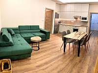 Obývací pokoj s kuchyňským koutem - apartmán k pronajmutí Abertamy