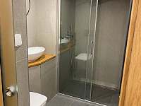 sprchový kout s WC u sauny - chalupa k pronajmutí Loučná pod Klínovcem