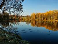 Radvanecký rybník, chytání ryb na povolenku zakoupenou na místě - Sloup v Čechách