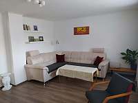 Obývaci pokoj s možností přistýlky - chalupa k pronajmutí Záluží