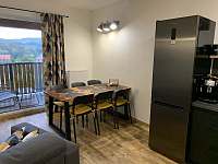 Obývací pokoj s kuchyňskou linkou - apartmán ubytování Kašperské Hory