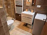Koupelna s WC, sprchou a pračkou - apartmán k pronajmutí Hojsova Stráž - Brčálník