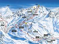 mapa lyžařského střediska - Rakouské Alpy